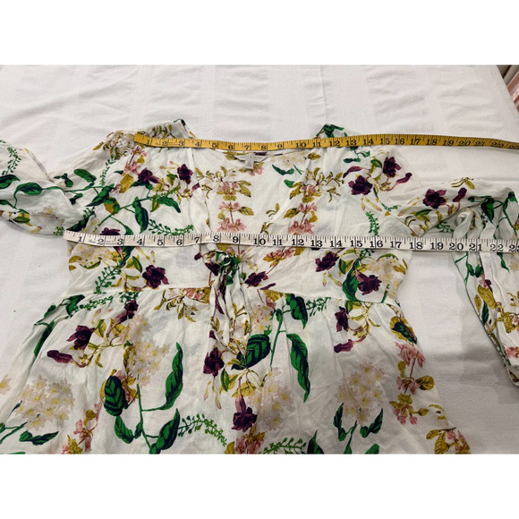 Womens Lucky Brand Floral Flowy Top Size S Small Tie Front Viscose 3/4 Sleeve - Picture 7 of 9